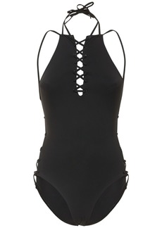 Balenciaga Logo Printed Lycra One Piece Swimsuit