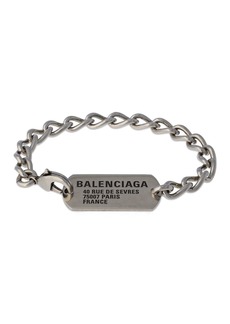 Balenciaga Logo Tag Brass Chain Bracelet