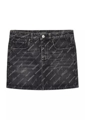 Balenciaga Logomania All Over Low Waist Mini Skirt