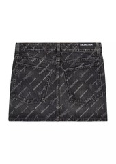 Balenciaga Logomania All Over Low Waist Mini Skirt