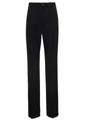 Balenciaga Long Black PinstripedTrousers with Button and Zip Closure in Wool Woman