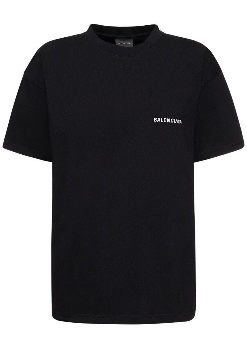 Balenciaga Medium Fit Embroidered Cotton T-shirt