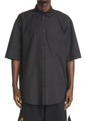 Balenciaga Sponsor Logo Poplin Short Sleeve Button-Down Shirt