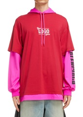 Balenciaga Your Logo Here Layered Hoodie in Red/Pink at Nordstrom