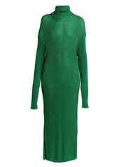 Balenciaga Metallic Rib-Knit Midi Dress