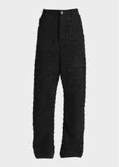 Balenciaga Metallic Tweed Baggy Wide-Leg Pants