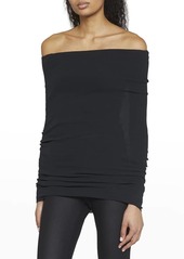 Balenciaga Off-The-Shoulder Rib Cover-Up Top