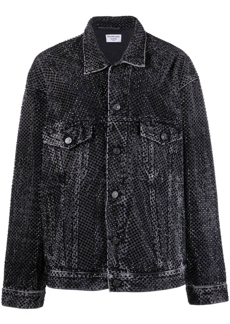 Balenciaga oversize crystal-embellished denim jacket