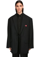 Balenciaga Oversize Uniform Logo Wool Twill Blazer