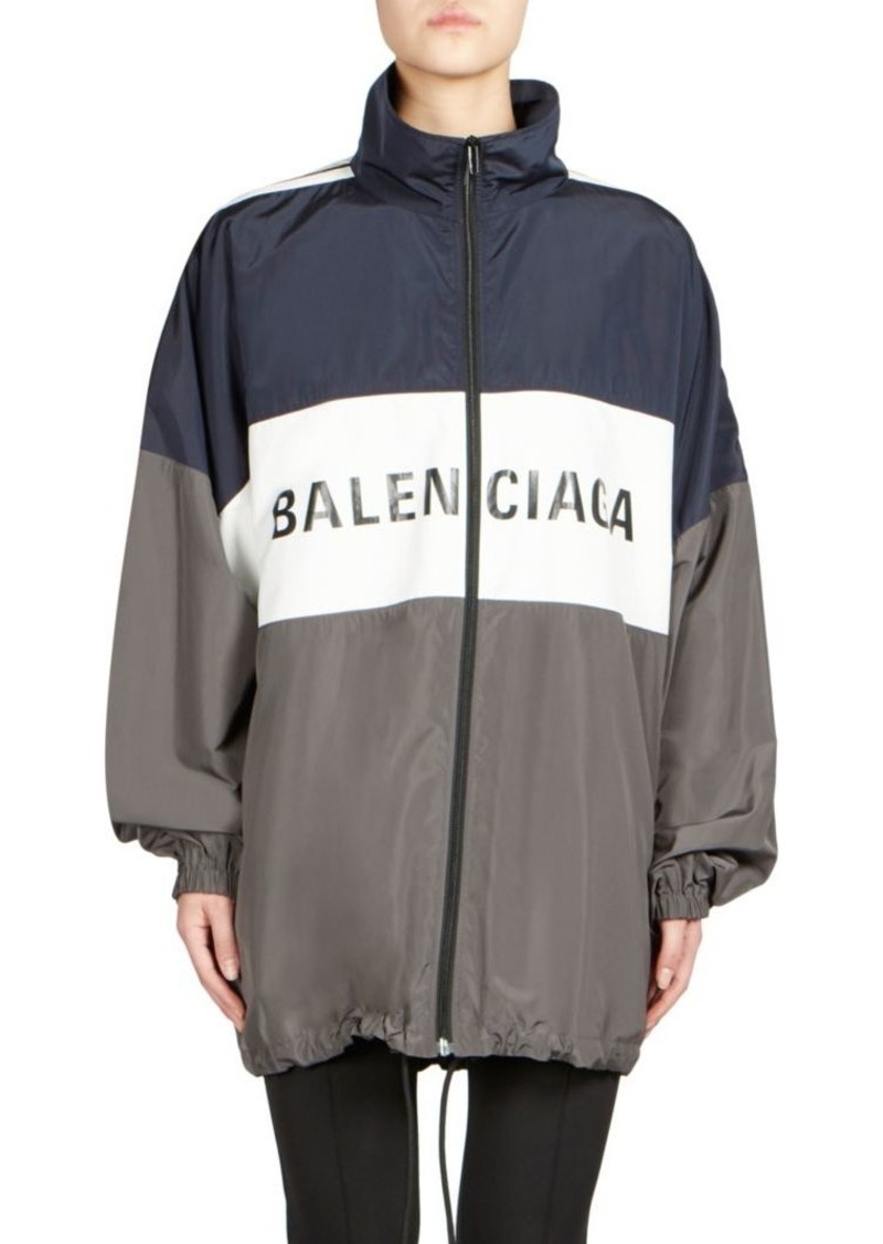 balenciaga colorblocked cotton oversized track jacket