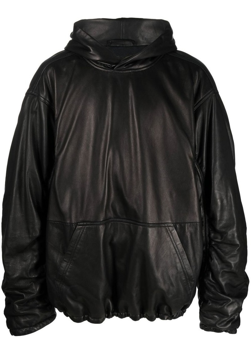 Balenciaga pullover leather hoodie