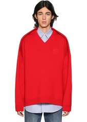 Balenciaga Pinched V-neck Cotton Blend Sweater