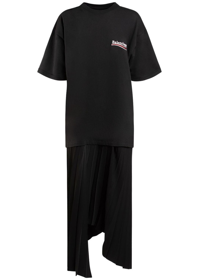 Balenciaga Pleated Nylon T-shirt Dress
