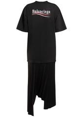 Balenciaga Pleated Nylon T-shirt Dress