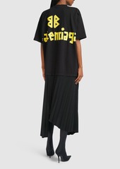 Balenciaga Pleated Tech T-shirt Dress W/ Logo