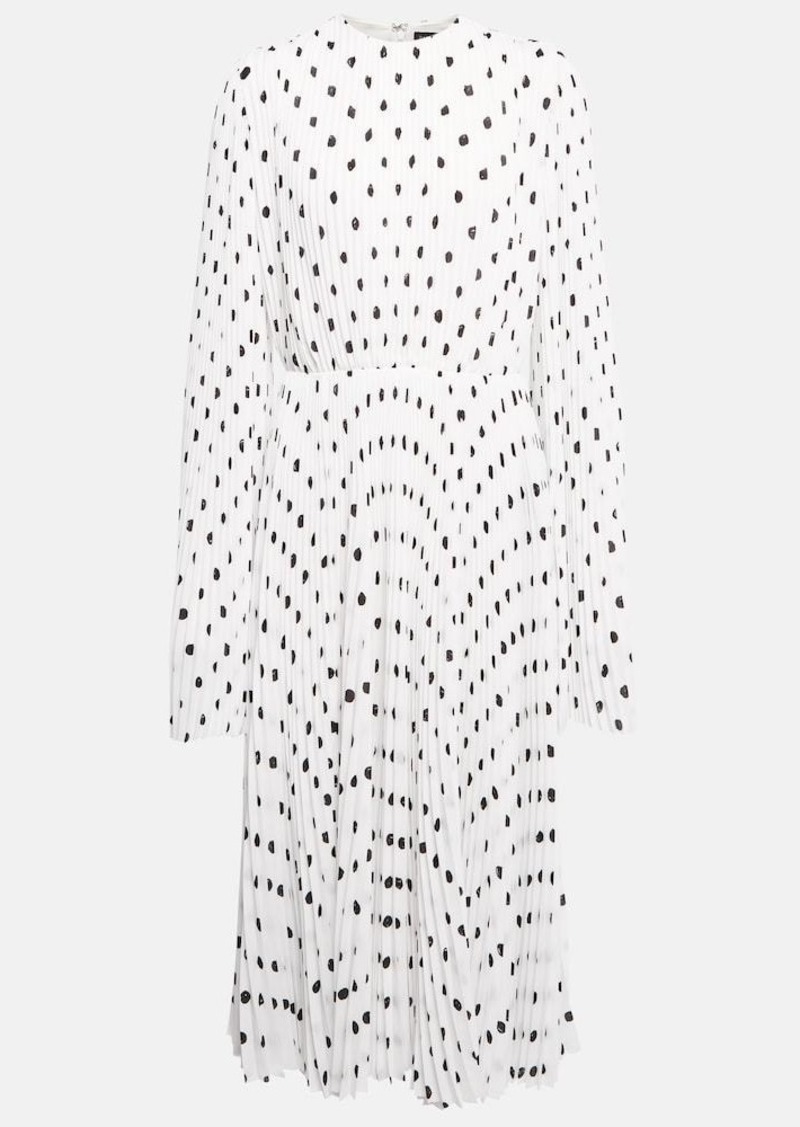 Balenciaga Polka-dot pleated crêpe midi dress