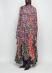 Balenciaga Printed Satin Long Dress
