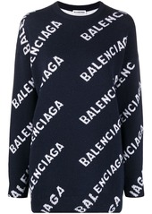 Balenciaga repeat-logo intarsia-knit jumper