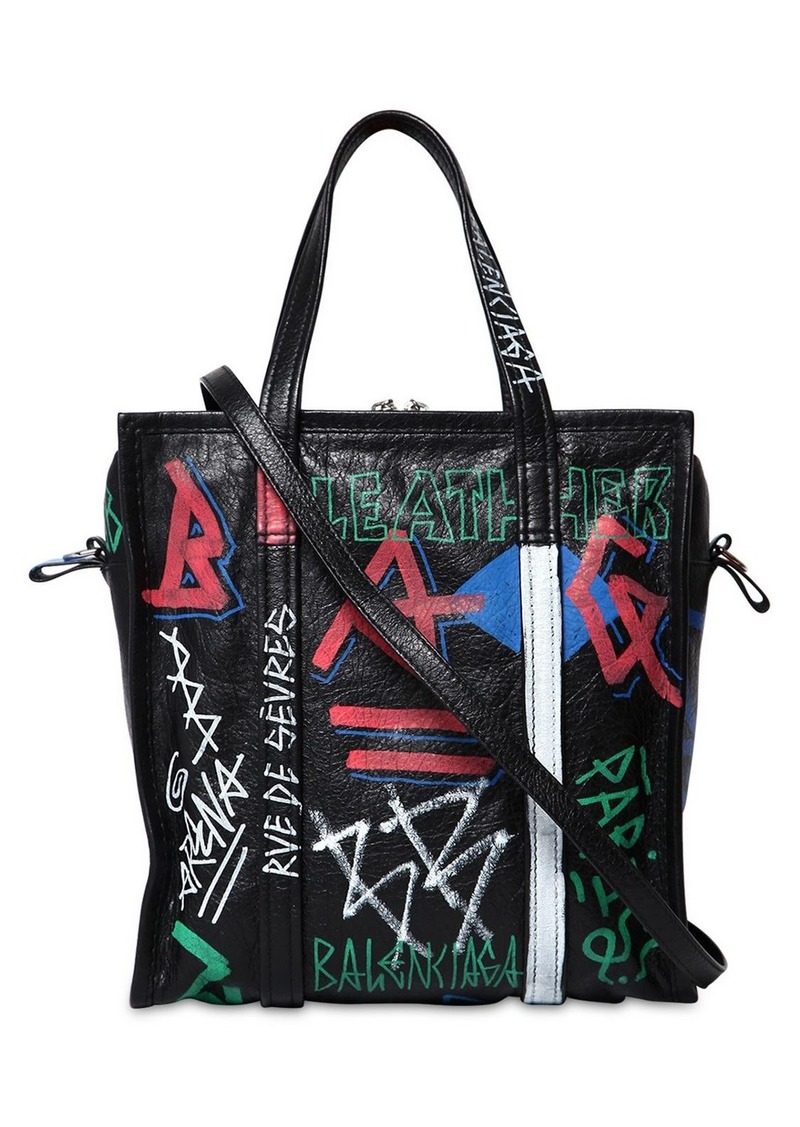 Balenciaga S Bazar Graffiti Leather Tote Bag | Handbags