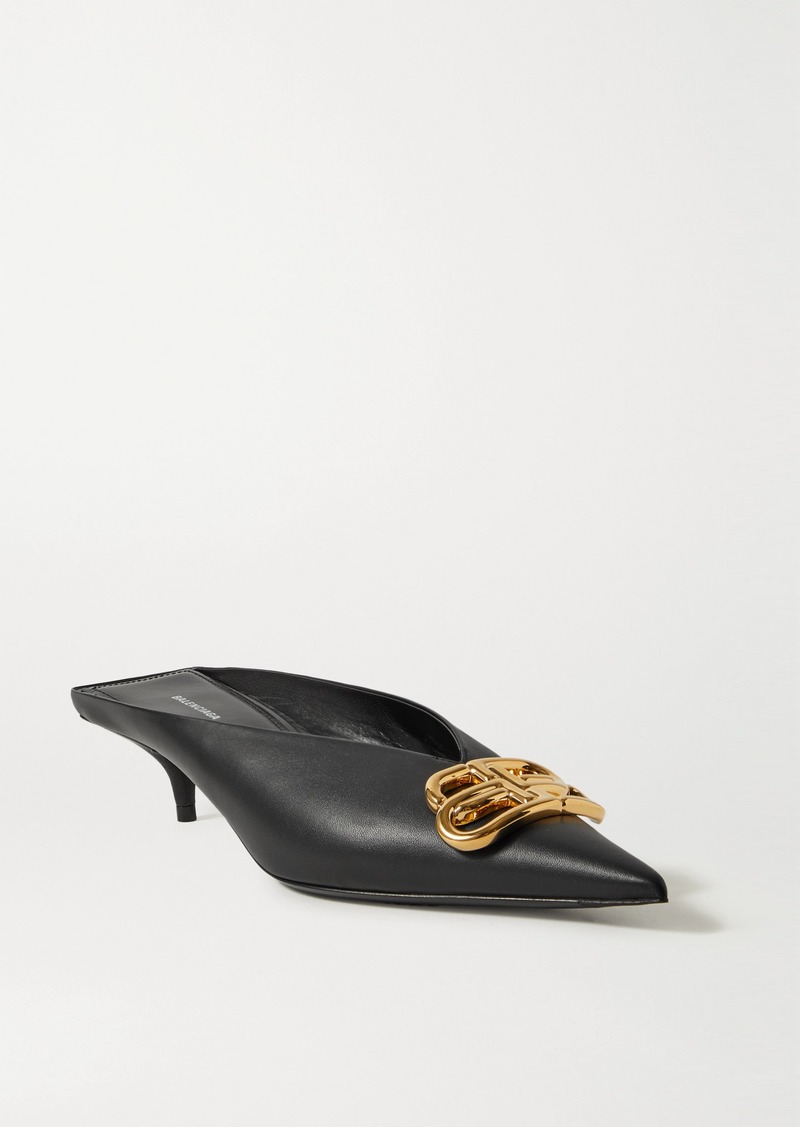 Square Knife BB logo-embellished patent-leather pumps