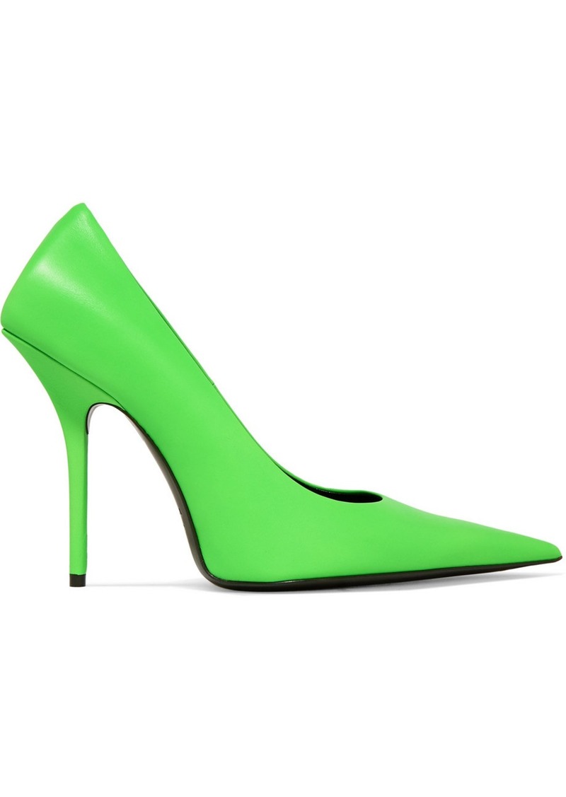 Square Knife Neon Leather Pumps