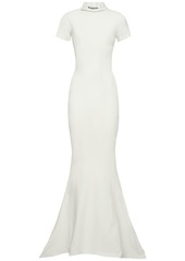 Balenciaga Stretch Cotton Jersey Long Dress