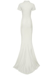 Balenciaga Stretch Cotton Jersey Long Dress