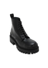 Balenciaga Strike Bootie Leather Lace-up Boots