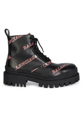 Balenciaga Strike Logo Leather Combat Boots