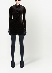 Balenciaga velvet long-sleeve mini dress