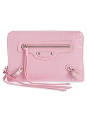 Balenciaga Neo Classic Croc Embossed Leather Crossbody Pouch in Pink at Nordstrom