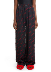 Balenciaga Script Logo Jacquard Pants in Black/Red at Nordstrom
