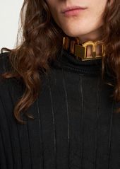 Balenciaga Xl Hourglass Brass Choker Necklace
