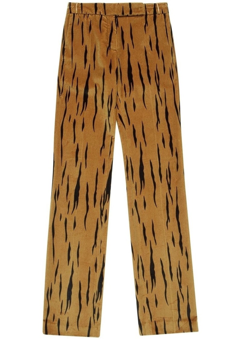 Bally animal-print velvet trousers