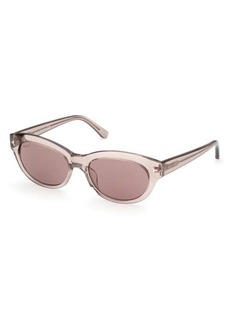 Bally 54mm Round Sunglasses in Shiny Light Brown /Brown at Nordstrom