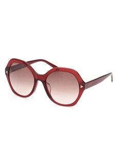 Bally 55mm Gradient Geometric Sunglasses in Shiny Red /Gradient Brown at Nordstrom