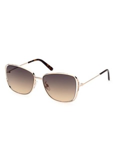 Bally 57mm Geometric Sunglasses in Shny Rs Gld /Grdnt Smk at Nordstrom