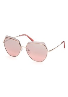 Bally 61mm Gradient Geometric Sunglasses in Shiny Rose Gold /Gradient at Nordstrom