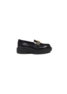 BALLY Black genuine leather Gioia loafer with logo Bally