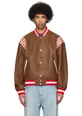 Bally Brown Striped Leather Jacket