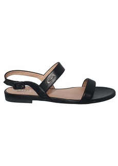 Bally Carlas 6234087 Women's Black Lamb Leather Flat Sandals