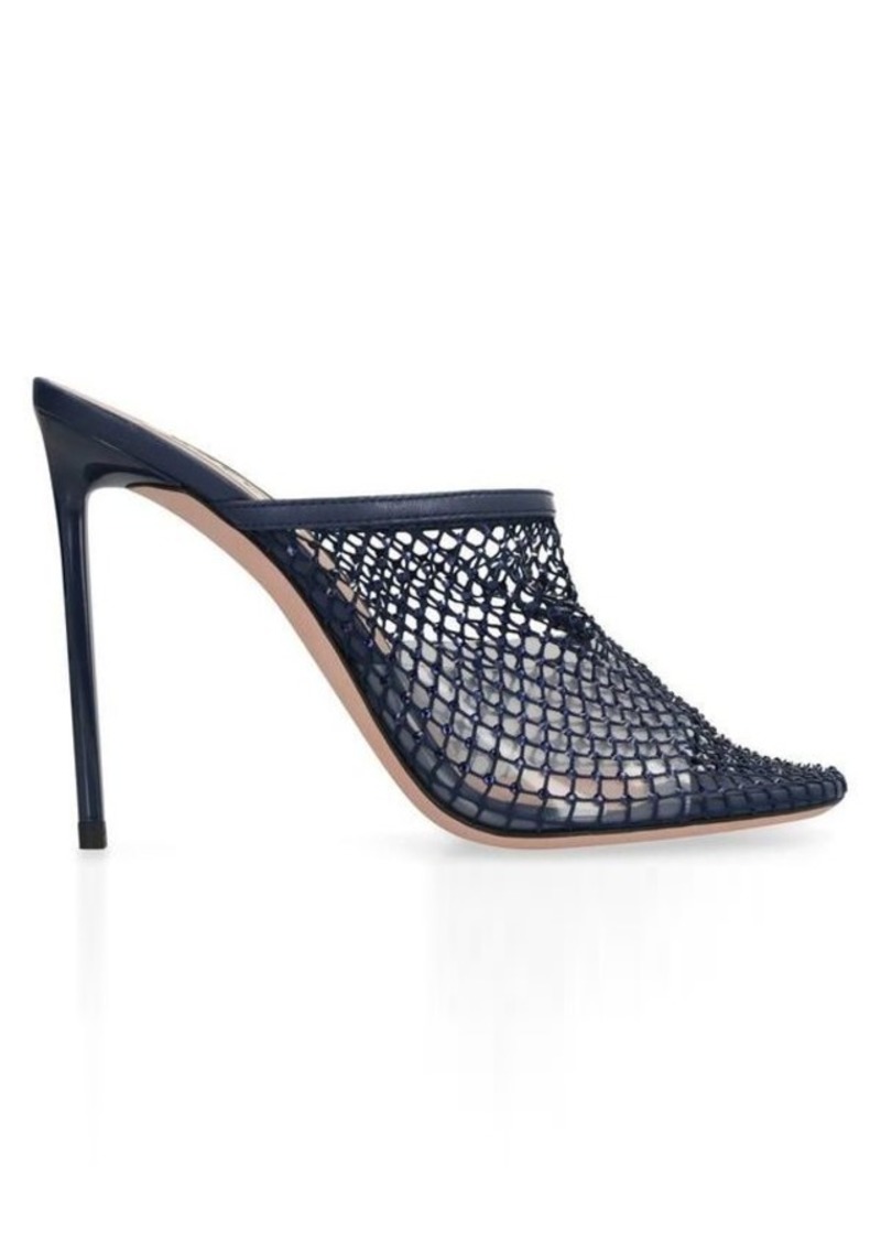 BALLY CRYSTAL FISHNET LEATHER MULES