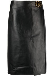 BALLY Leather midi skirt