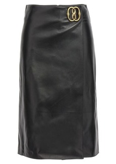 BALLY Logo leather skirt
