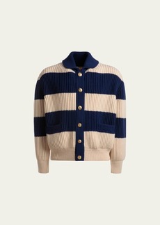 Bally Men's Ribbed Block Stripe Button Sweater