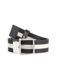 Bally Colimar Striped Reversible Leather Belt