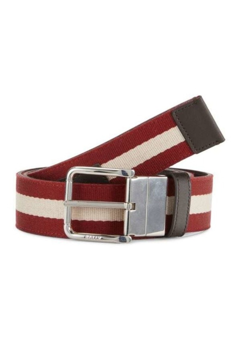 Bally Colimar Striped Reversible Leather Belt