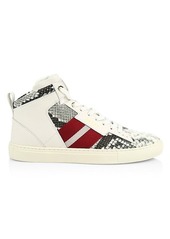 Bally Hedern New Snake-Print High-Top Leather Sneakers