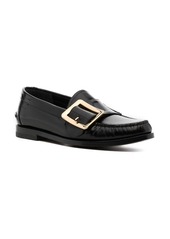 Bally large-buckle patent leather loafers