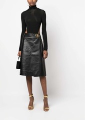 Bally logo-plaque leather skirt
